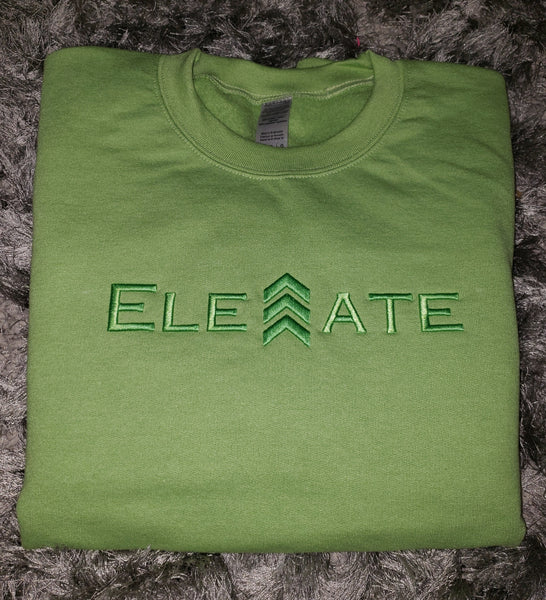 3D Effect Embroidered Green Sweatshirt - Green Logo
