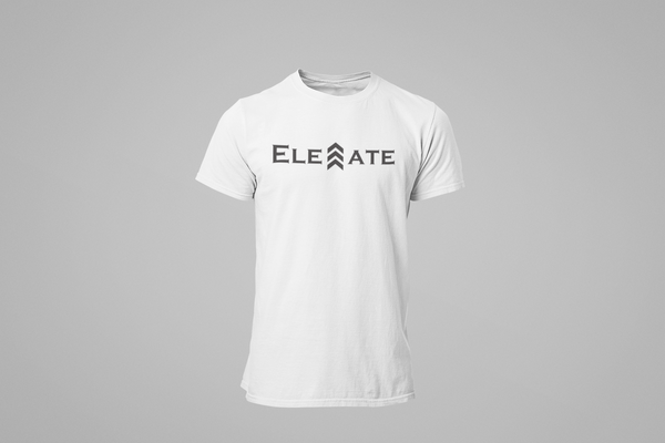 Elevate Logo White Crew Neck T Shirt